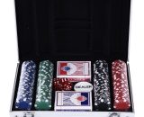 Homcom Malette pro poker coffret complet 30L x 21l x 6,5H cm 200 jetons 2 jeux de cartes 2 clés aluminium aosom france A70-014V02 3662970047316