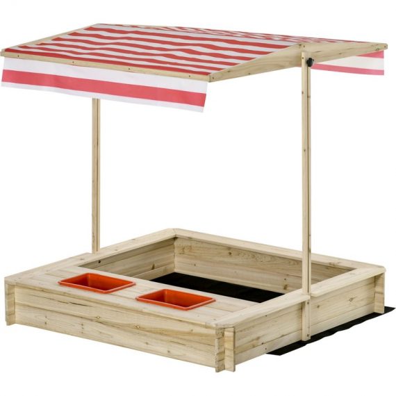 Outsunny Bac à sable en bois avec toit ajustable en hauteur inclinable protégé UV fond de bac non inclus 118 x 118 x 118 cm-AOSOM.fr 343-048 3662970088449