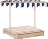Outsunny Bac à sable carré en bois pour enfants dim. 106L x 106l cm avec bancs et couvercle - auvent réglable-AOSOM.fr 343-029 3662970101452
