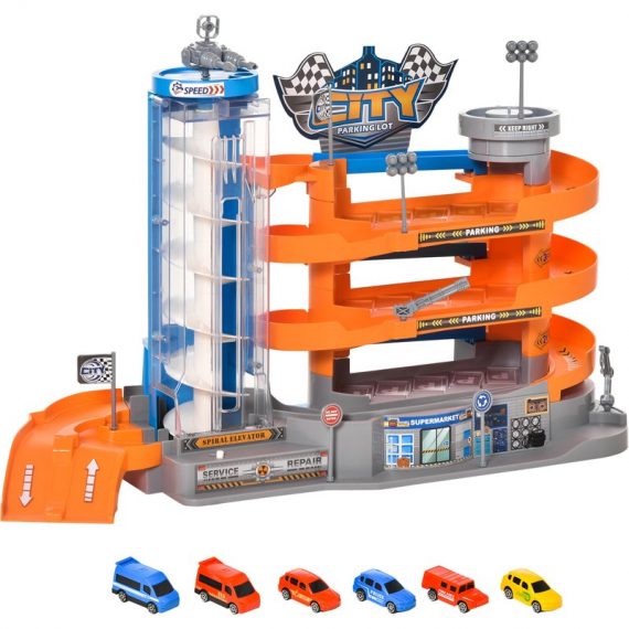 HOMCOM Garage parking voitures enfant 3 niveaux orange gris bleu Dim. 60L x 22I x 36H cm 3A0-005 3662970094624