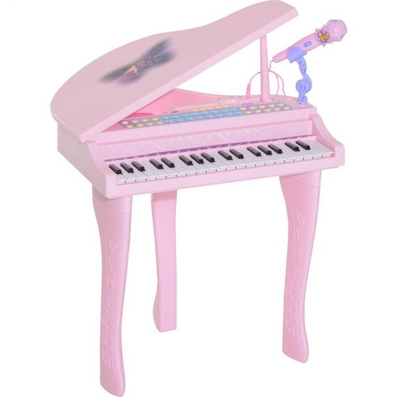 HOMCOM Jouet musical Piano électronique Clavier avec 37 Touches Instrument d'Éducation Musical avec Micro Haut Parleur Rose 390-003V01PK 3662970049709