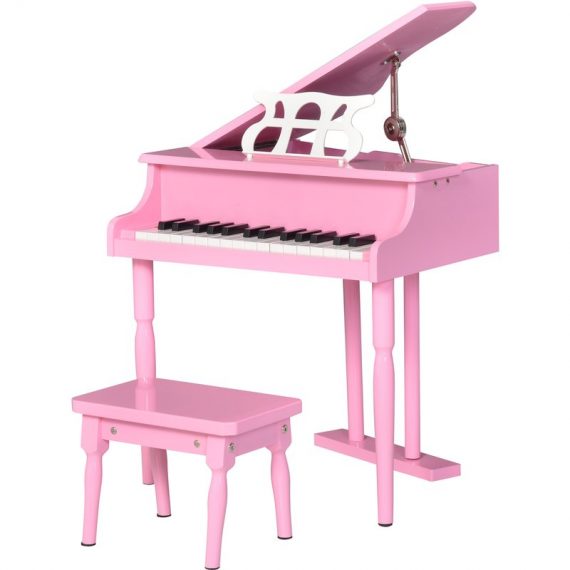 HOMCOM Piano à queue électronique 30 touches  tabouret de piano et pupitre inlus  panneaux de peuplier  52 x 50 x 49 cm  rose F12-005PK 3662970074787